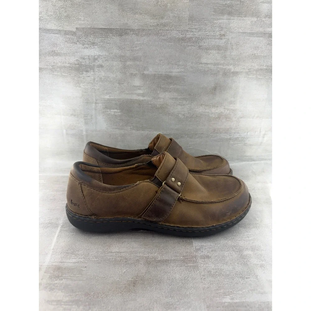 BOC Born Concept Mens Brown Leather Loafers Slip On Shoes C95823 Size 10M